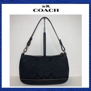 Coach Black Signature Demi Pouch Shoulder Bag